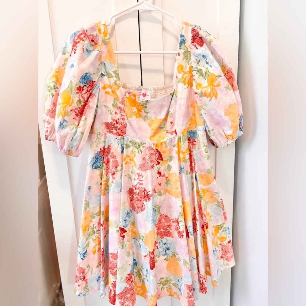 Buddy Love Pink Multi Floral Puff Sleeve Dress